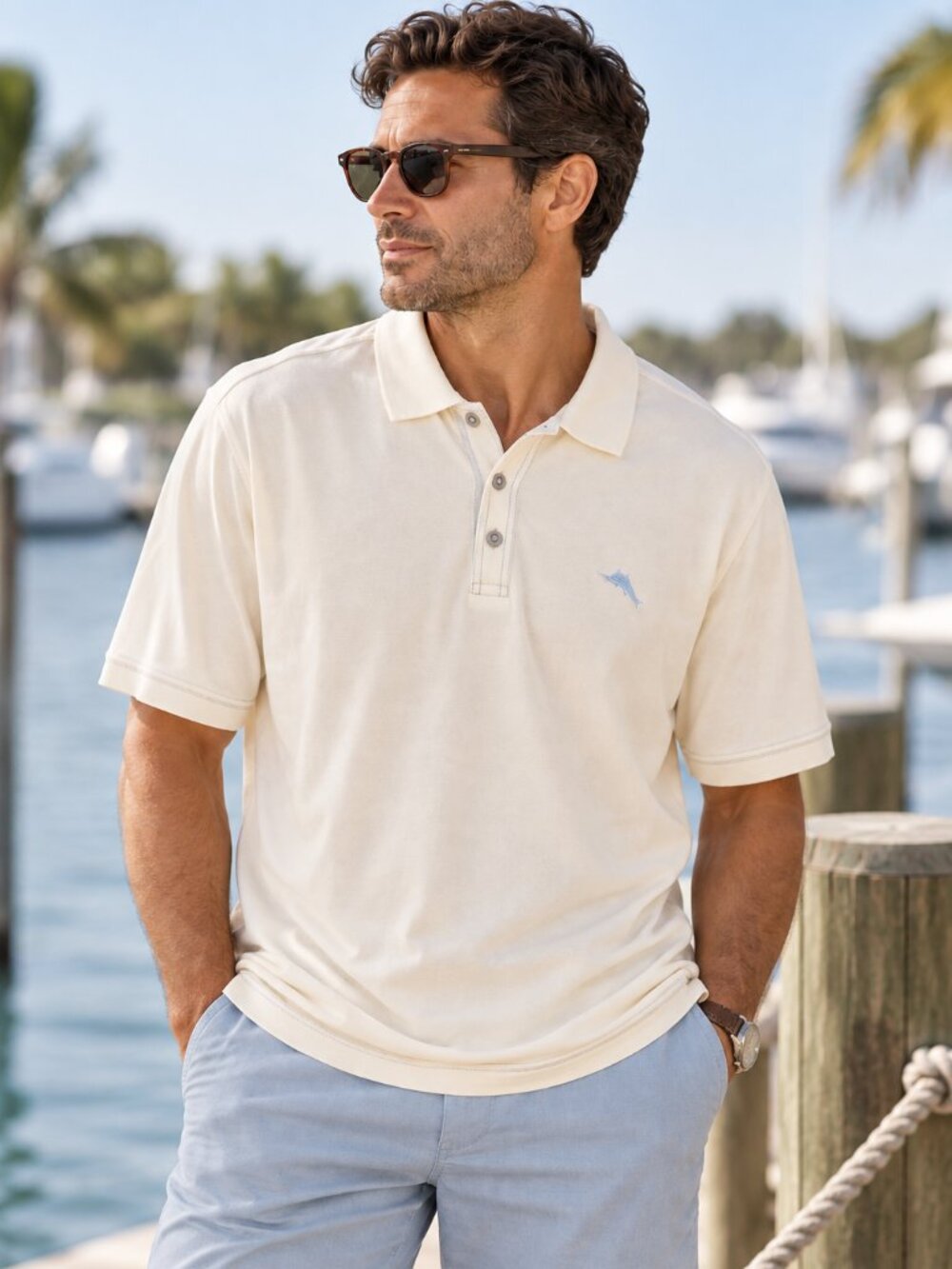 Tommy Bahama Ivory Emfielder Polo Shirt XL Mens Supima Cotton Coastal Golf Resor